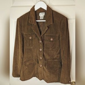 Gaby Women's vintage Y2K brown corduroy button front jacket size medium